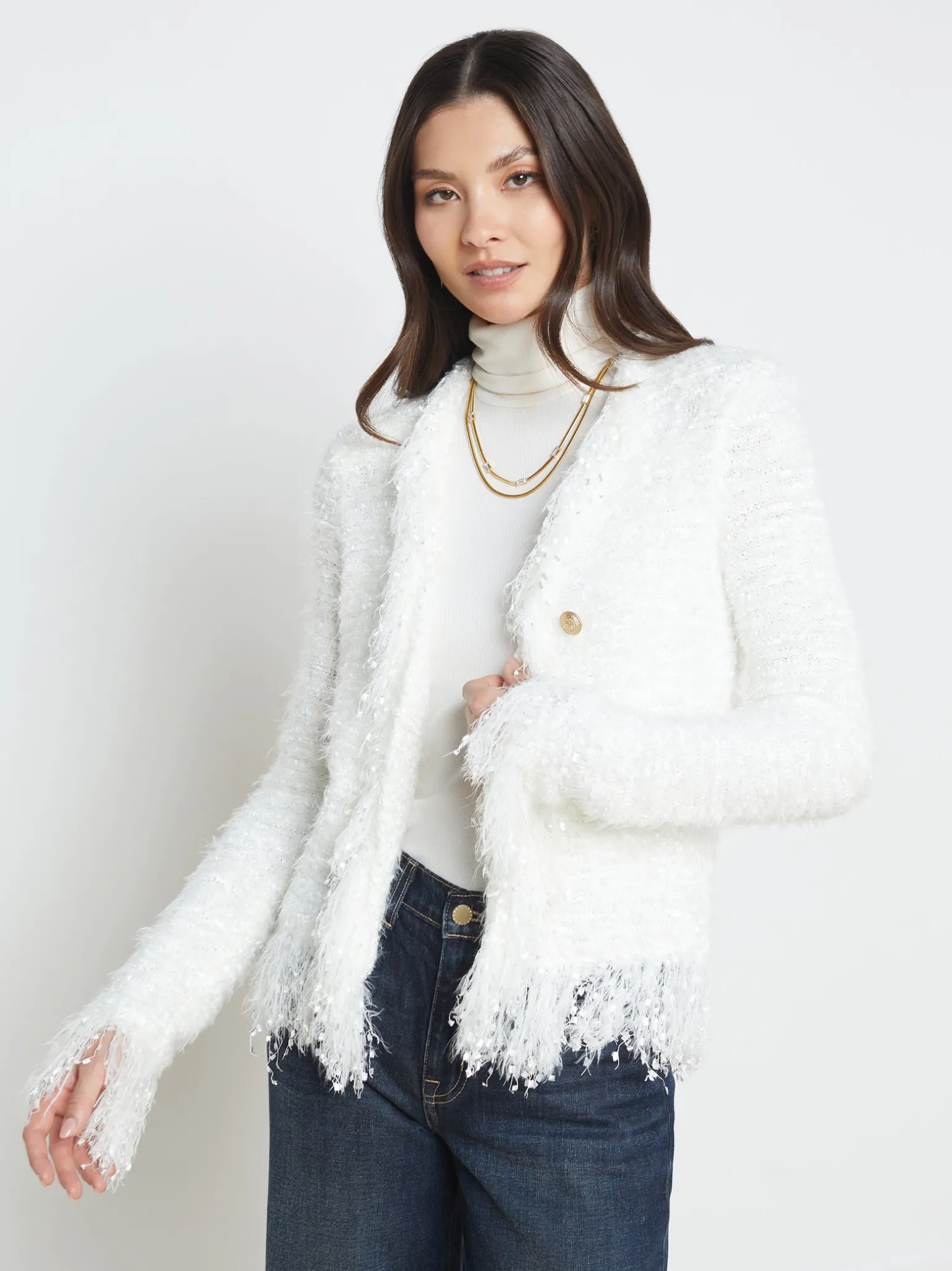 Azure Fringe Cardigan Blazer