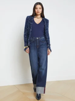 Azure Fringe Cardigan Blazer