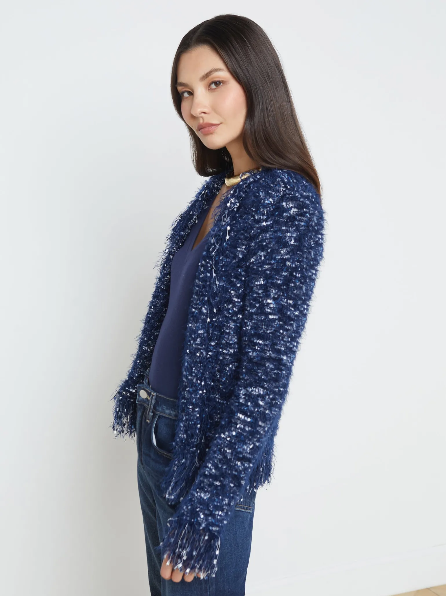Azure Fringe Cardigan Blazer