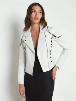 Eleana Whipstitch Leather Jacket