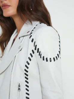 Eleana Whipstitch Leather Jacket