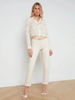 Ginny Coated Straight-Leg Back Zip Jean