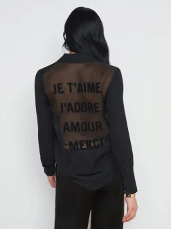 Hallie Silk-Organza Graphic Blouse