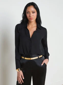 Hallie Silk-Organza Graphic Blouse