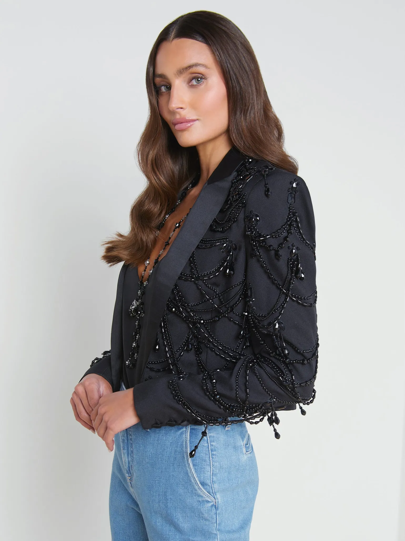 Jen Beaded Cropped Blazer