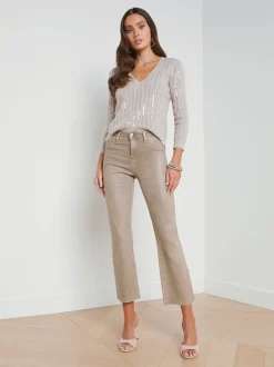 Kendra Coated Cropped Flare Jean