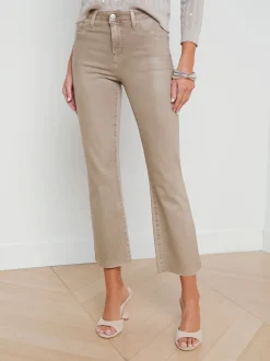 Kendra Coated Cropped Flare Jean