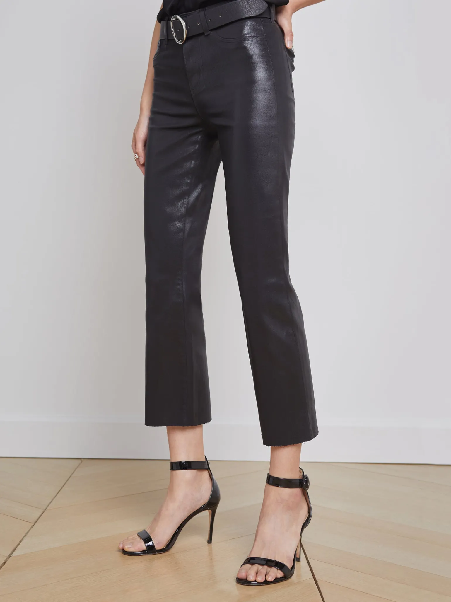 Kendra Coated Cropped Flare Jean