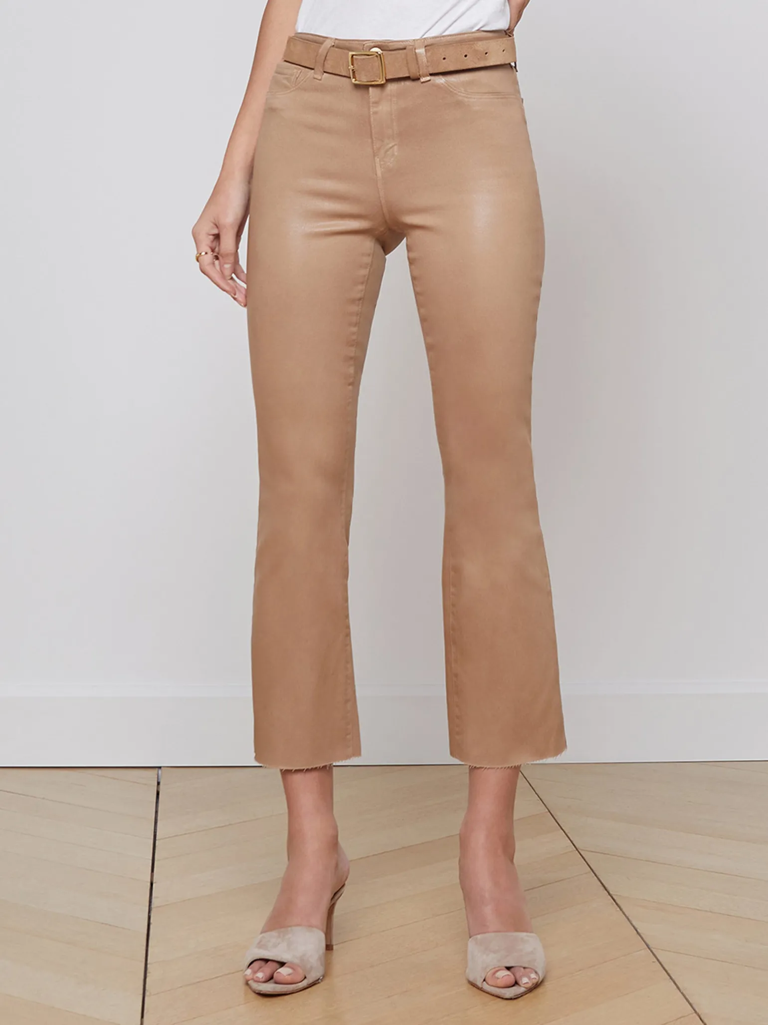Kendra Coated Cropped Flare Jean