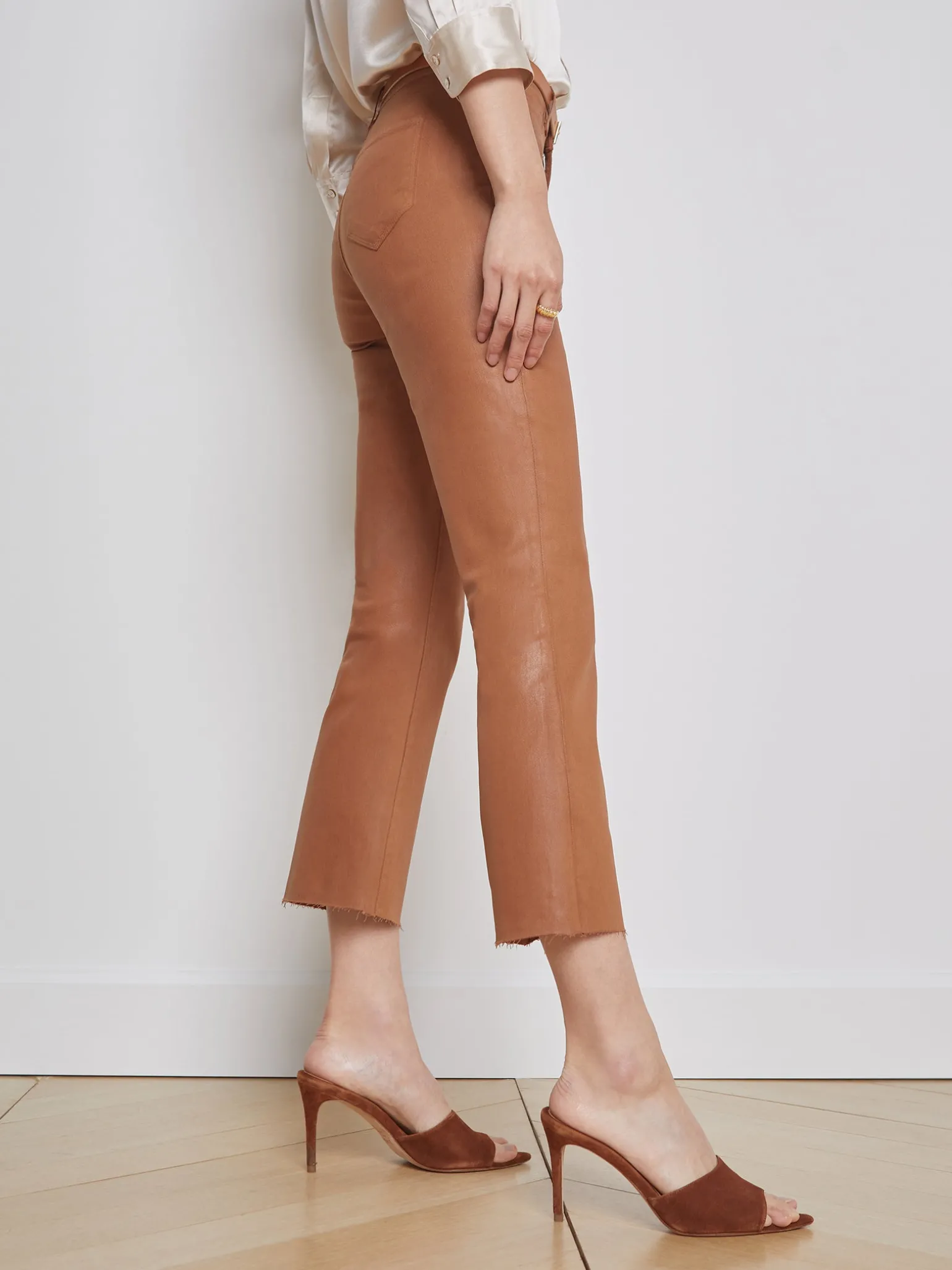 Kendra Coated Cropped Flare Jean