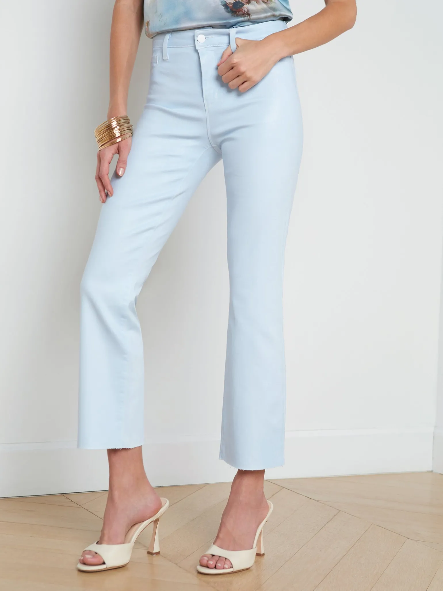 Kendra Coated Cropped Flare Jean