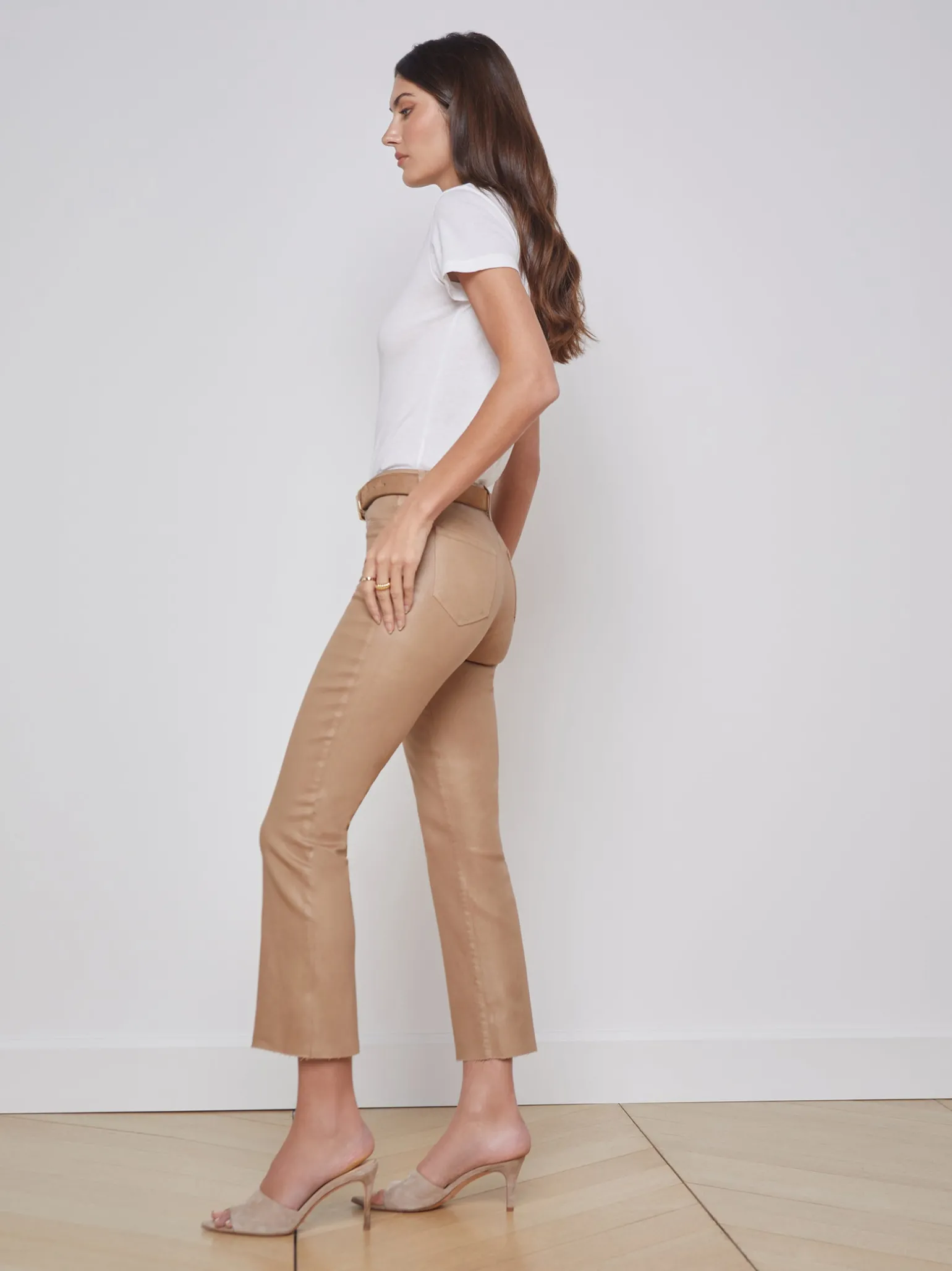 Kendra Coated Cropped Flare Jean