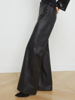 Livvy Leather Straight-Leg Trouser
