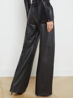 Livvy Leather Straight-Leg Trouser