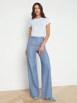 Livvy Linen-Blend Straight Leg Trouser