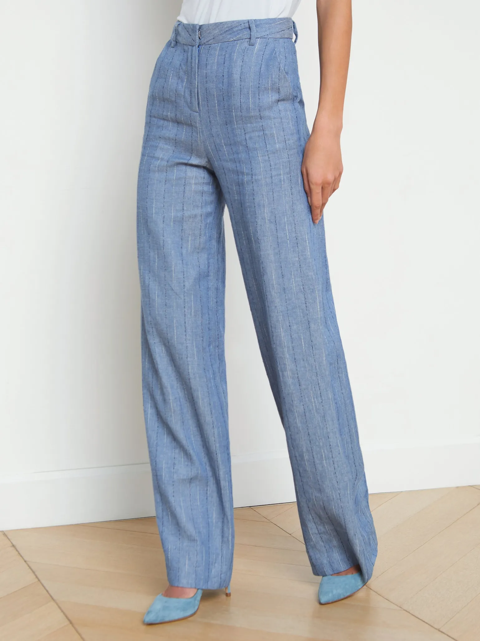 Livvy Linen-Blend Straight Leg Trouser
