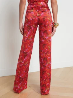 Livvy Silk Straight-Leg Trouser