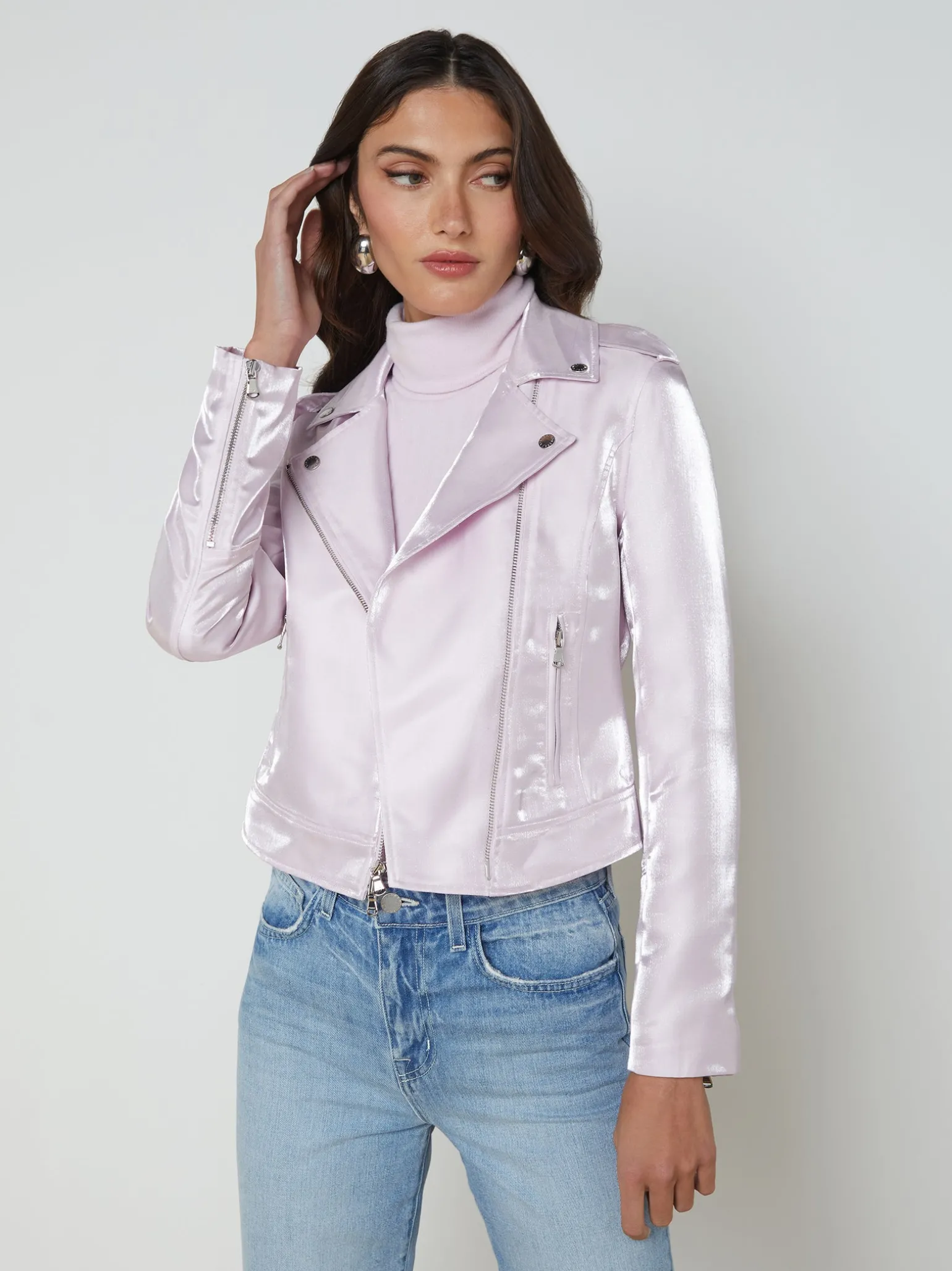 Satin-Organza Biker Jacket