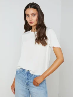 Suzette Silk Raw-Hem Tee