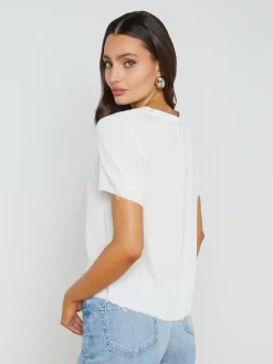 Suzette Silk Raw-Hem Tee