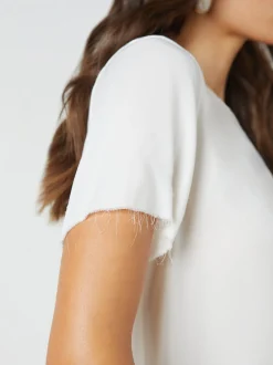 Suzette Silk Raw-Hem Tee