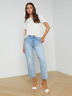 Suzette Silk Raw-Hem Tee