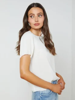 Suzette Silk Raw-Hem Tee