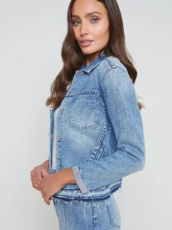 Tatiana Raw-Hem Denim Jacket