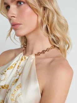 Tillie Silk Chain-Neck Top