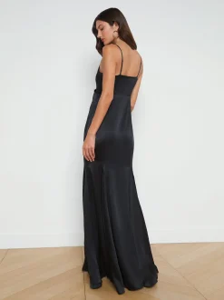 Zanna Silk Lace-Trim Gown