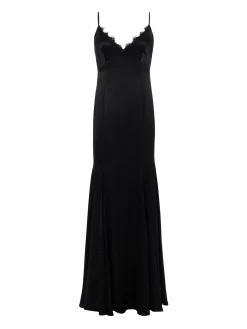 Zanna Silk Lace-Trim Gown
